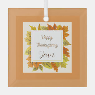 Ornement En Verre Bon thanksgiving Orange Feuille Cadeau
