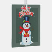 Ornement En Verre Bonhomme de neige chapeau haut-de-forme noël (Avant droite)
