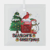 Ornement En Verre Bonnes Fêtes Snowman Mailbox Cardinal (Recto)