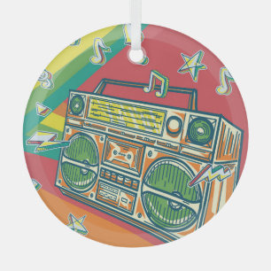 Ornement En Verre Boom Box Funky Conception colorée