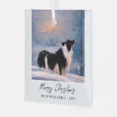 Ornement En Verre Border Collie in Winter Snowy Landscape Christmas (Avant gauche)