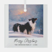 Ornement En Verre Border Collie in Winter Snowy Landscape Christmas (Recto)