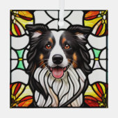 Ornement En Verre Bordure Collie Chien "Verre tendu" (Verso)