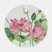 Ornement En Verre Bordure d'eau rose Lotus (Verso)