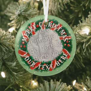 Ornement En Verre Bordure personnalisée de la couronne de Noël