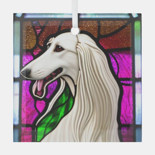 Ornement En Verre Borzoi "Verre Tiré" (Recto)