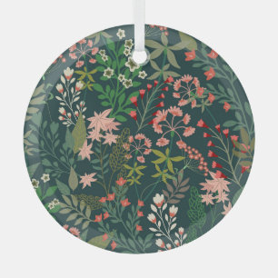 Ornement En Verre Botanique florale foncée sans Motif