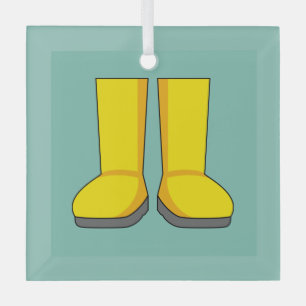 Ornement En Verre Bottes de pluie jaunes en caoutchouc