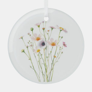 Ornement En Verre Bouquet aquarelle de fleurs sauvages