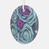 Ornement En Verre Bouquet de Rose bleu et violet (Avant gauche)