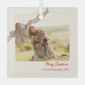 Ornement En Verre Bow rustique Noël Photo ruban plaid (Recto)