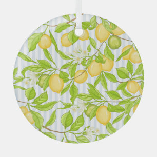 Ornement En Verre Branche de citronnier : Motif sans fil
