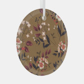 Ornement En Verre Branche de fleurs roses, composition abstraite. (Avant droite)