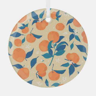 Ornement En Verre Branches Oranges : Motif Arrière - plan beige