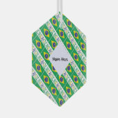 Ornement En Verre Brasil and Brazilian Flag Tiled Personalized  (Avant droite)