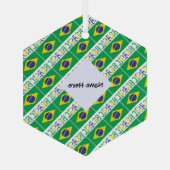 Ornement En Verre Brasil and Brazilian Flag Tiled Personalized  (Verso)