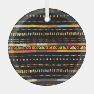Ornement En Verre Bright Tribal Stripes Motif artisanal