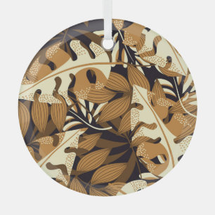 Ornement En Verre Bright Tropical Feuilles Dark Motif