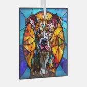 Ornement En Verre Brindle Pit Bull Chien "Verre Tiré" (Avant droite)