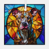 Ornement En Verre Brindle Pit Bull Chien "Verre Tiré" (Verso)