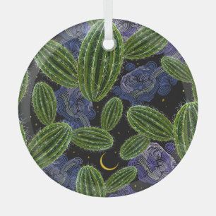 Ornement En Verre Broderie mexicaine : Cactus Night Seamless.