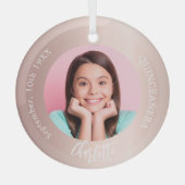 Ornement En Verre Brousse en or rose photo personnalisée Quinceanera (Recto)