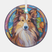 Ornement En Verre Brown blanc Shetland Sheepdog (Recto)