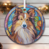Ornement En Verre Brown blanc Shetland Sheepdog