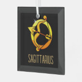 Ornement En Verre Brown et or Sagittarius signe zodiaque noir (Avant gauche)