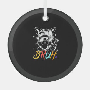 Ornement En Verre Bruh Mème Cool de Pâques Bunny Visage Lunettes de 