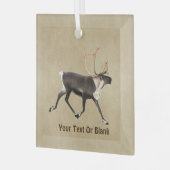 Ornement En Verre Bull Caribou (Reindeer) Sur Ancien Papier (Avant gauche)