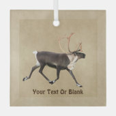 Ornement En Verre Bull Caribou (Reindeer) Sur Ancien Papier (Recto)
