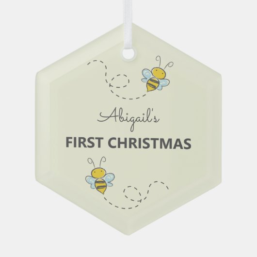 Ornement En Verre Bumble Bee Custom First Christmas (Recto)