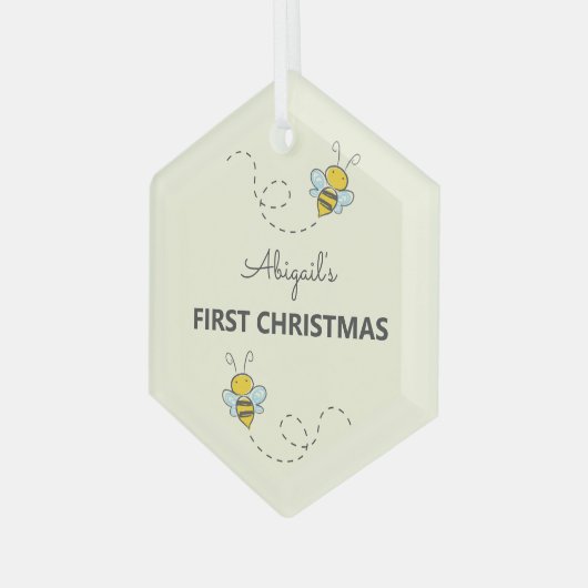 Ornement En Verre Bumble Bee Custom First Christmas (Avant gauche)