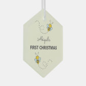 Ornement En Verre Bumble Bee Custom First Christmas (Avant droite)