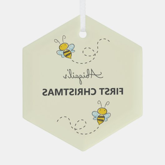 Ornement En Verre Bumble Bee Custom First Christmas (Verso)
