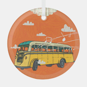 Ornement En Verre Bus vintage : Arrière-plan de la texture des nuage