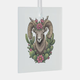 Ornement En Verre Cactus Colorado Bighorn et Coupe Claret