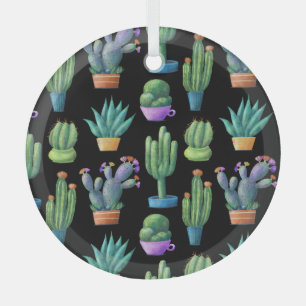 Ornement En Verre Cactus Colorés : Whimsical Seamless Design.