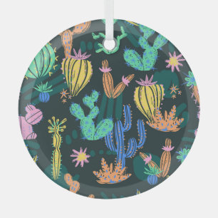 Ornement En Verre Cactus dessiné à la main : sans couture scandinave