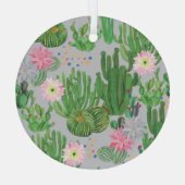 Ornement En Verre Cactus et fleurs, aquarelle peinture transparente. (Verso)