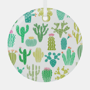 Ornement En Verre Cactus plante : vintage ensemble floral.