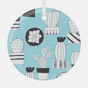 Ornement En Verre Cactus, succulent : dessin manuel sans couture.