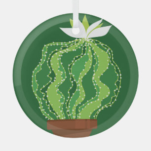 Ornement En Verre Cactus vert : motif abstrait naturel.