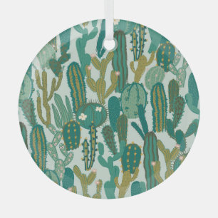 Ornement En Verre Cactus Vert texture Vintage répétée