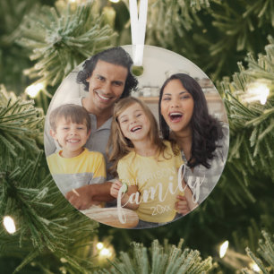 Ornement En Verre Cadeau de Famille personnalisé avec écriture perso