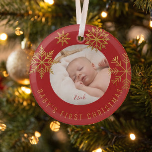 Ornement En Verre Cadeau de photo pour le premier Noël de bébé
