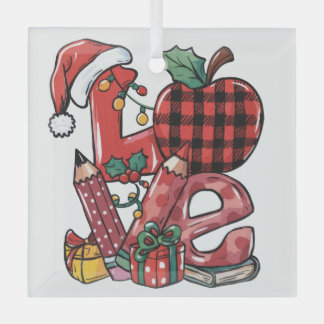 Ornement En Verre Cadeau pour Enseignant | Joyeux Noël Amour