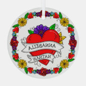 Ornement En Verre Cadeau romantique à deux | Art du style tatouage (Verso)