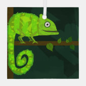 Ornement En Verre Caméléon mignon vert (Verso)